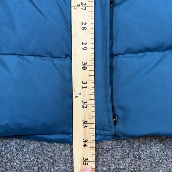 Lands End Down Puffer Coat Women's M 10-12 Blue Faux Fur Hood Quilted Long Parka - Picture 8 of 10